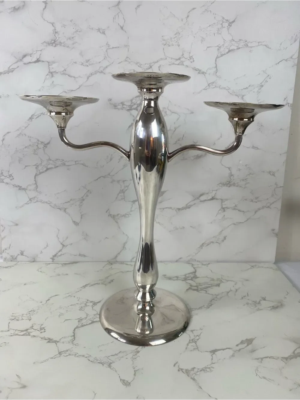 Pottery Barn Silver 3-Arm Metal Maxfeild Hotel Candelabra Silver Plated